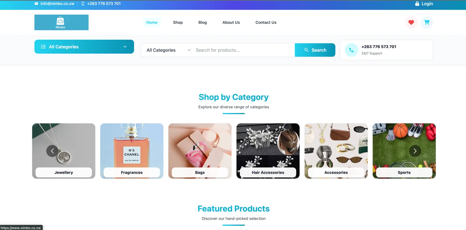 Nimbo website on desktop